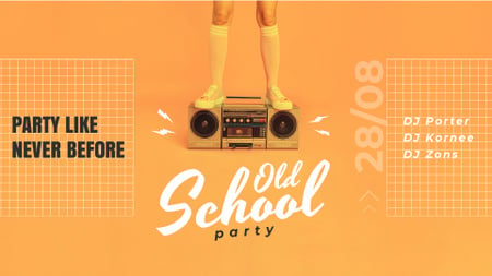 Designvorlage Old School Party Invitation Man Standing on Boombox für Full HD video