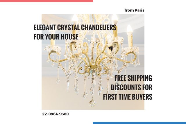 Ontwerpsjabloon van Gift Certificate van Elegant crystal chandeliers shop