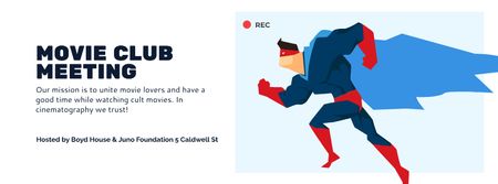 Template di design Movie Club Meeting with Man in Superhero Costume Facebook cover