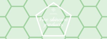 Ontwerpsjabloon van Facebook cover van Skincare Products Offer on Green Geometric Pattern