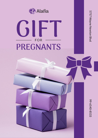 Gift for Pregnant Offer Present Boxes with Bows Flayer Modelo de Design
