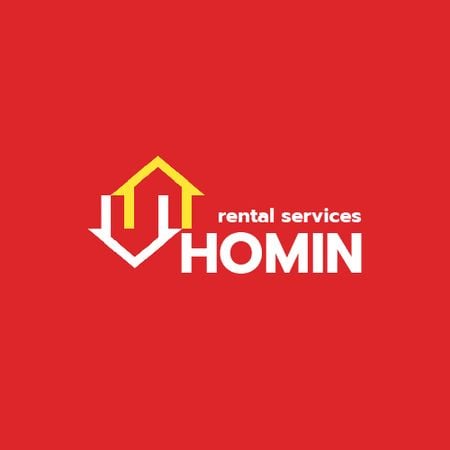 Real Estate Services Ad with Houses Icon in Red Animated Logoデザインテンプレート