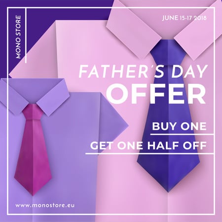 Special offer on Father's Day on shirt with tie Instagram AD Design Template