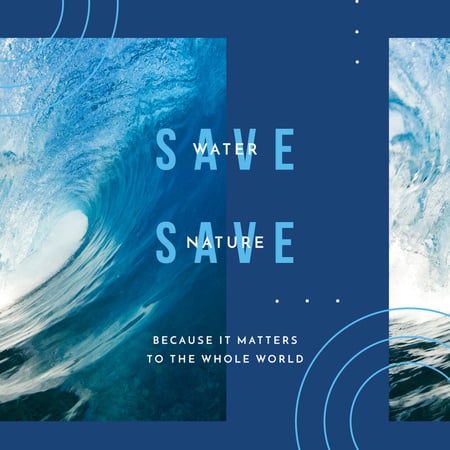 Ecology Concept with Blue water wave Instagram AD Modelo de Design