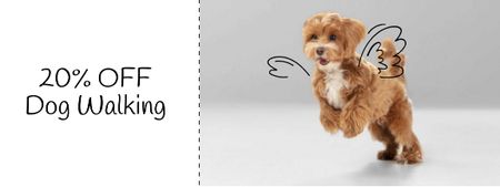 Ontwerpsjabloon van Coupon van flying dog for walking services aanbod