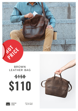 Platilla de diseño Bag Store Promotion with Man Carrying Briefcase Poster