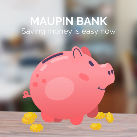 Ontwerpsjabloon van Animated Post van Coins Filling Piggy Bank