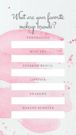 Modèle de visuel Formulaire sur les marques de maquillage préférées - Instagram Story