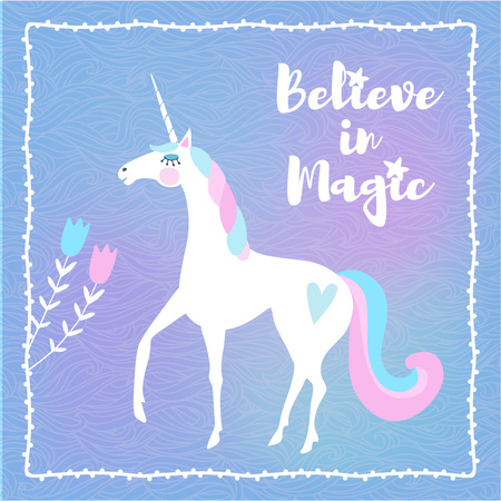 Plantilla de diseño de Funny Unicorn with Inspiration quote Instagram AD 