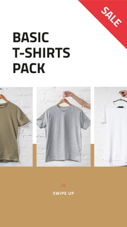 Modèle de visuel Magasin de vêtements Vente T-shirts basiques - Instagram Story