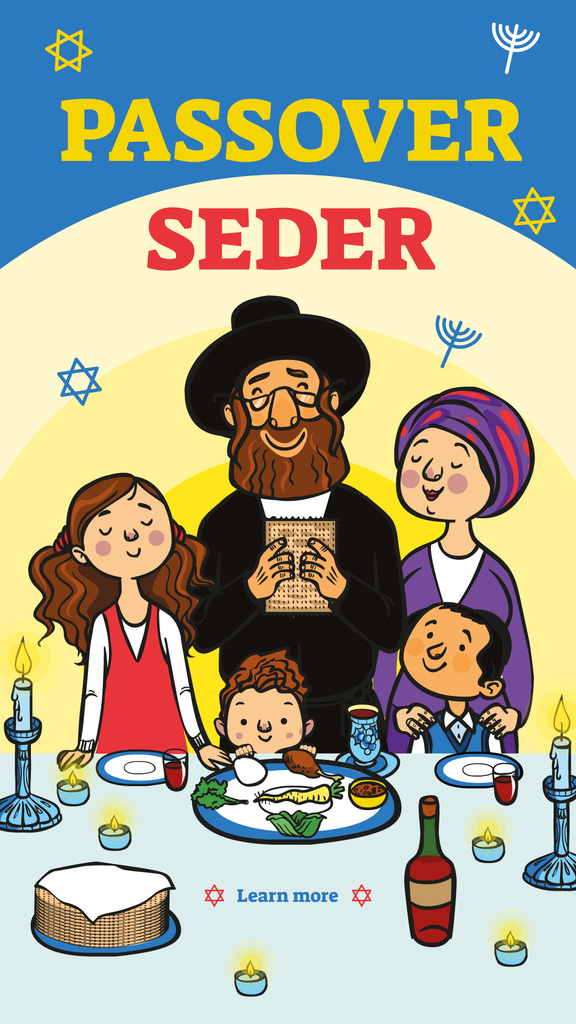 Family at Passover dinner Instagram Story – шаблон для дизайну