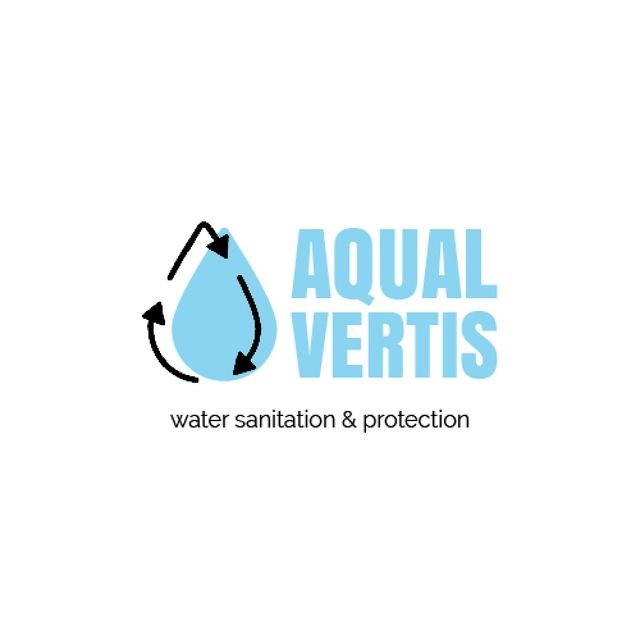 Water Services Ad with Drop in Blue Animated Logo Design Template