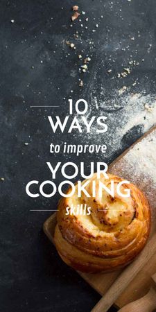 Cooking Skills courses with baked bun Graphic Design Template