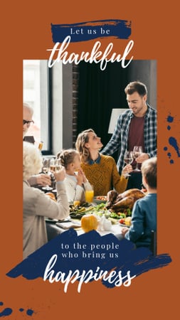 család a hálaadási vacsorán Instagram Story tervezősablon