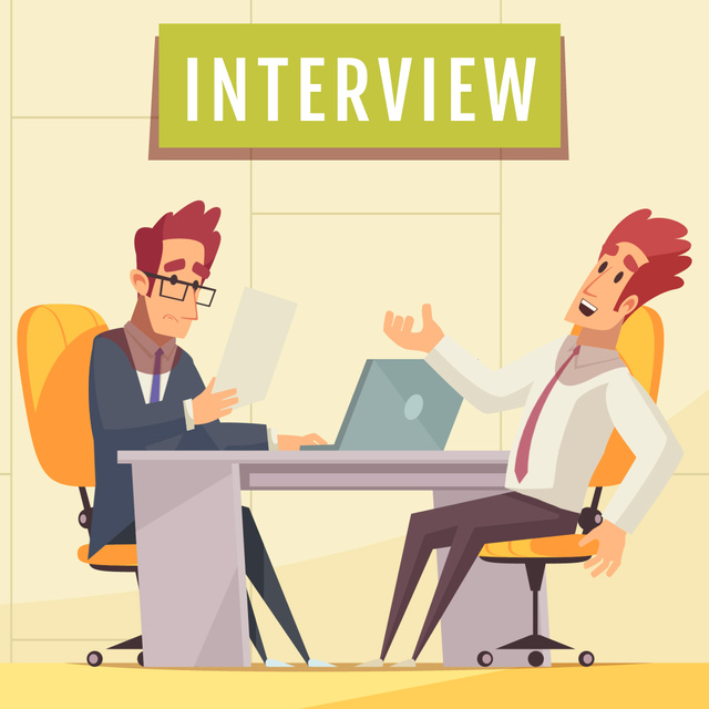 Man at job Interview Animated Post Design Template
