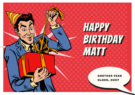 Designvorlage Man celebrating birthday für Card
