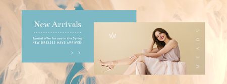 Designvorlage Young woman wearing light clothes für Facebook Video cover