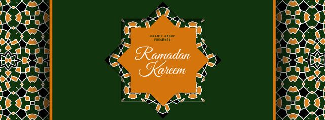 Ramadan Kareem greeting in green Facebook Video cover Modelo de Design