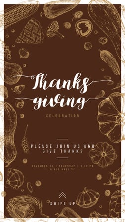 Thanksgiving feast with Traditional food illustration Instagram Story Design Template