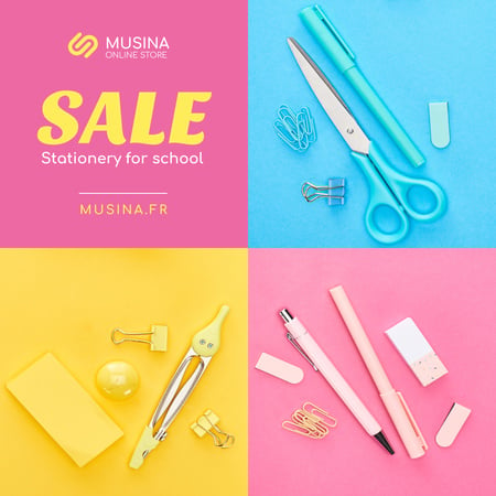 Sale Announcement School Stationery in Color Instagram Design Template