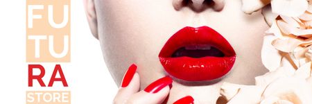 Bright Woman with Red lips Email header Modelo de Design