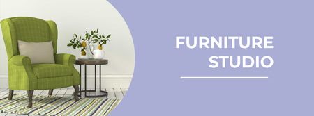 Designvorlage Furniture Studio Ad with Cozy Green Armchair für Facebook cover