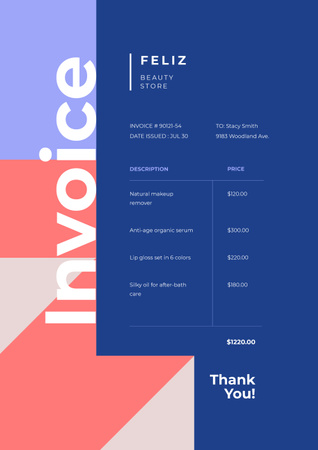 Beauty Store services on Geometric Abstraction Invoice – шаблон для дизайну