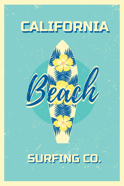 Template di design Surfing Tour Offer Surfboard on Blue Pinterest