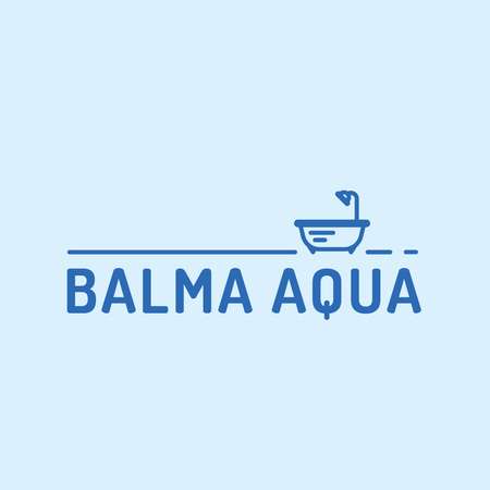 Mavi duş simgesi ile küvet Logo Tasarım Şablonu