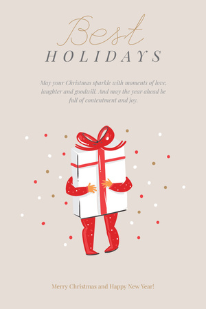 Winter Holidays Greeting with Christmas Gift Pinterest Design Template