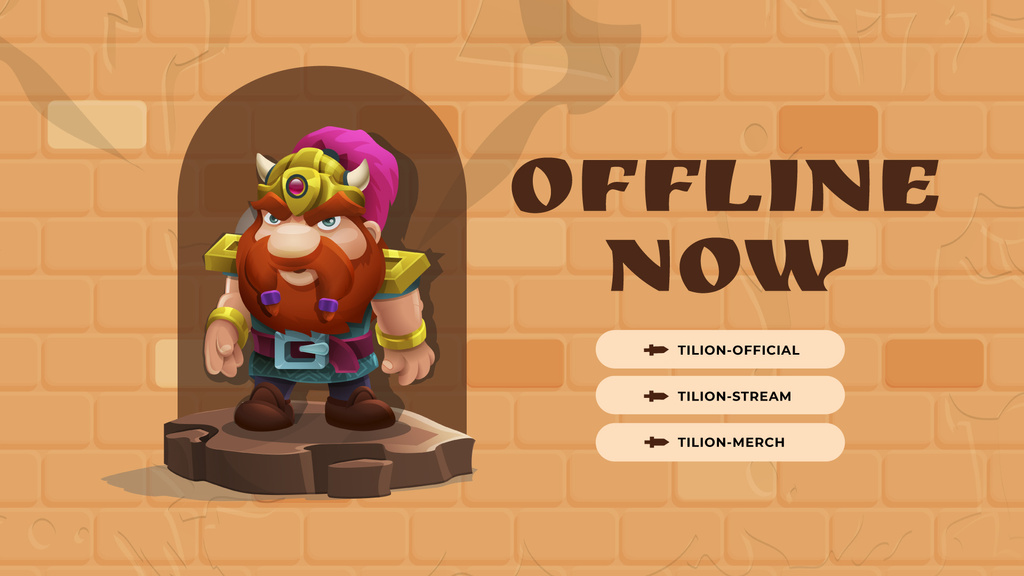 Game Stream Ad with Cute Viking Character Twitch Offline Banner Design Template