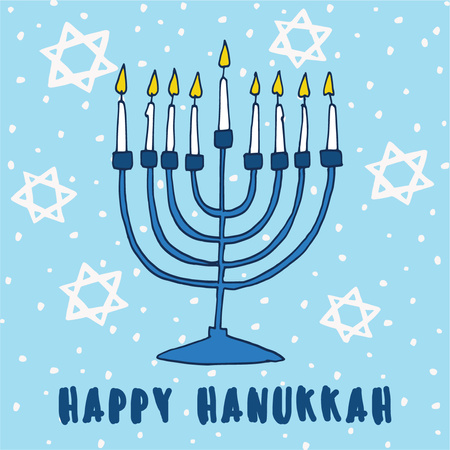 Happy Hanukkah Greeting with Stars of David pattern Instagramデザインテンプレート