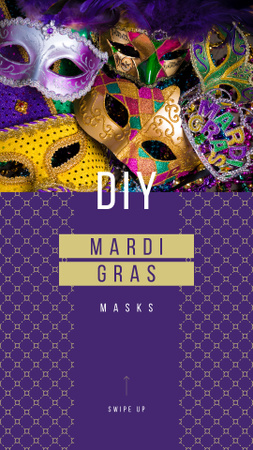 mardi gras karnevál maszkok lilában Instagram Story tervezősablon