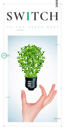 Woman holding Plants Light Bulb Graphic Design Template