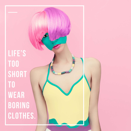 Fashion quote with Unusual Woman Instagram Design Template
