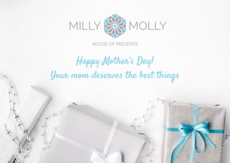 Template di design House of presents Ad with gifts on Mother's Day Postcard