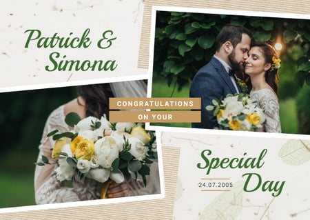 Designvorlage Wedding Invitation Happy Newlyweds in Nature für Card