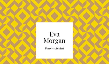 Business Analyst Services with Geometric Pattern in Yellow Business card Design Template