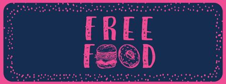 Free Food inscription with fast food icons Facebook cover Design Template