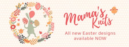 Plantilla de diseño de Easter Bunny with Colored Eggs in Flowers Frame  Facebook Video cover 