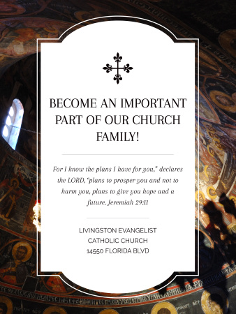 Church Invitation Old Cathedral View Poster US Design Template