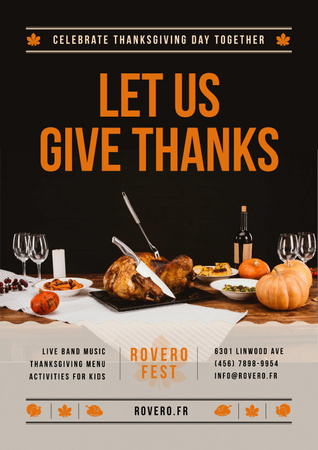 Plantilla de diseño de Thanksgiving Dinner Tradition with turkey On Table Poster 