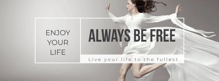 Modèle de visuel Inspiration Quote with Woman Dancer Jumping - Facebook cover