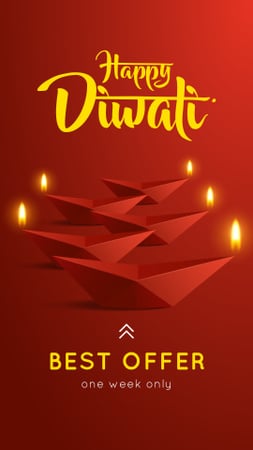 Szablon projektu Happy Diwali Sale Glowing Paper Lamps Instagram Story