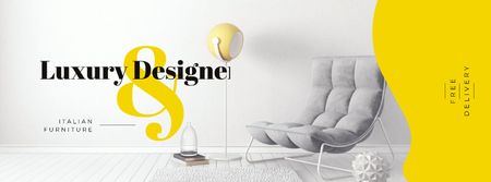 Cozy Luxury Interior with soft armchair Facebook cover Design Template