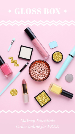 Template di design Makeup Store Ad Cosmetics in Pink Instagram Video Story