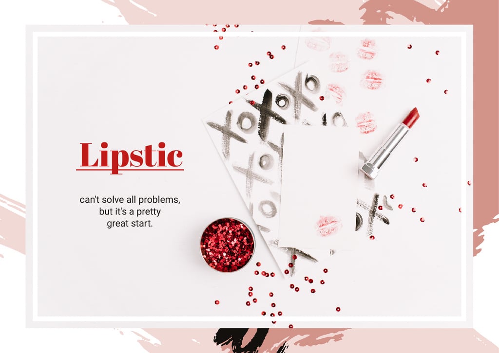Template di design Lipstick and red sequins Postcard