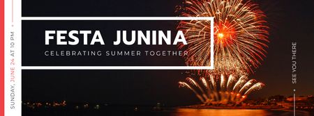 Modèle de visuel Événement Festa Junina avec feux d'artifice - Facebook cover