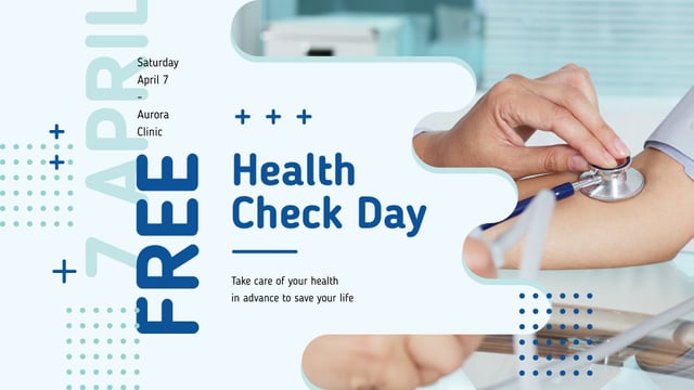 Plantilla de diseño de Free Health Check Doctor Examining Patient FB event cover 