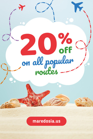Modèle de visuel Travelling Tour Ad with Shells on Sand - Pinterest